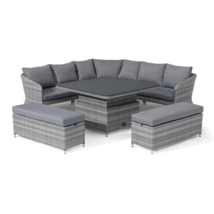 Santorini Deluxe Corner Dining Set with Rising Table | Grey  Maze   