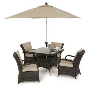 Texas 4 Seat Square Dining Set | Brown  Maze   