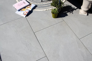 Westerton™ | Light Grey Stone Effect Porcelain Paving Tiles (45x90x2cm) Stone Effect Porcelain Tile Space   
