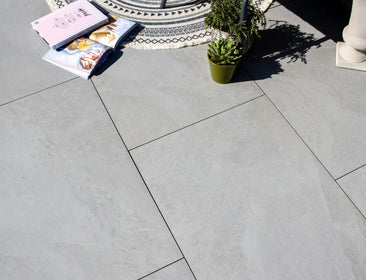 Westerton™ | Light Grey Stone Effect Porcelain Paving Tiles (60x90x2cm) Stone Effect Porcelain Tile Space