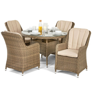 Winchester 4 Seat Round Dining Set with Venice Chairs | Natural  Maze   