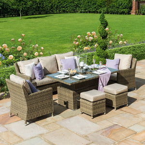 Winchester Sofa Dining Set with 
Ice Bucket and Rising Table | Natural  Maze   