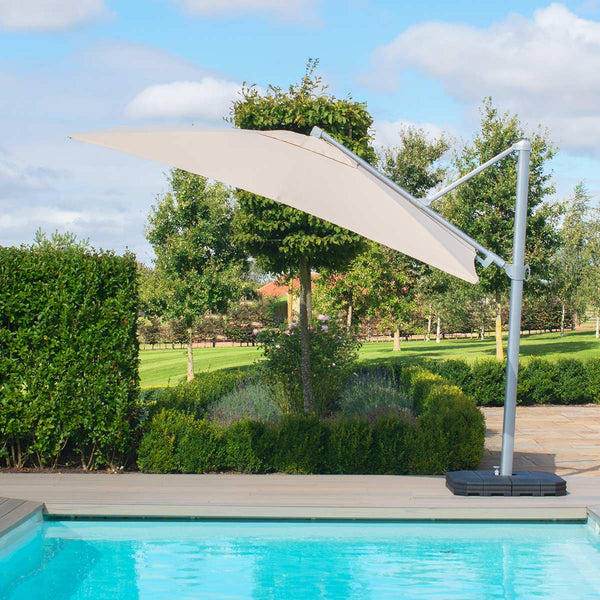 Zeus Cantilever Parasol 3m Square - With LED Lights & Cover | Taupe  Maze   