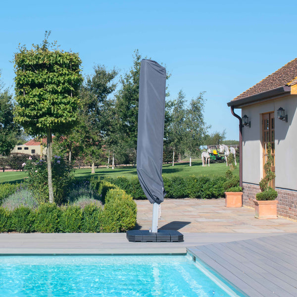 Zeus Cantilever Parasol 3m Square - With LED Lights & Cover | Taupe  Maze   