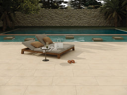 Bowmore™ | Beige Stone Effect Porcelain Paving Tiles (60x120x2cm)