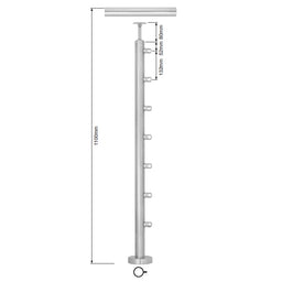 7 Bar System 42.4mm Assembled Post  | Stainless 316