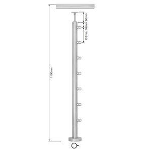 7 Bar System 42.4mm Assembled Post  | Stainless 316  FH Brundle   