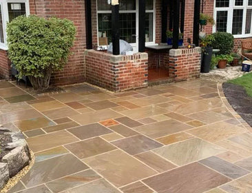 Autumn Brown Natural Indian Sandstone Patio Pack | 19.68sqm  OVAEDA® Composite Decking & Porcelain Paving   