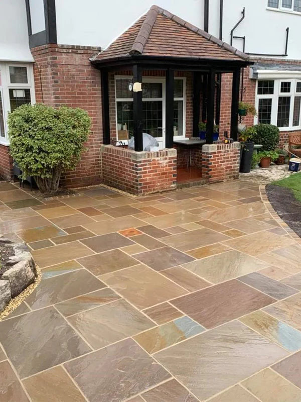 Autumn Brown Natural Indian Sandstone Patio Pack | 19.68sqm  OVAEDA® Composite Decking & Porcelain Paving   