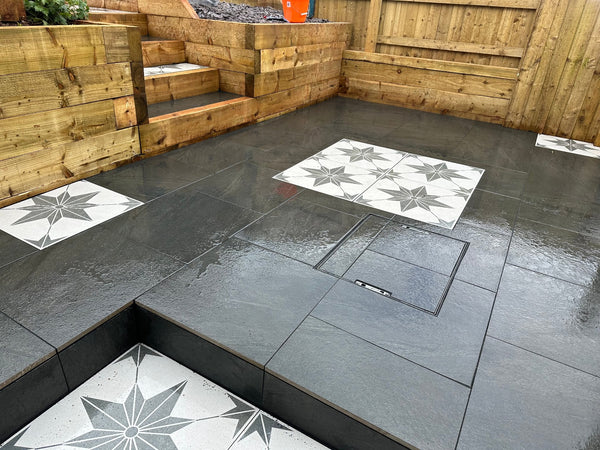 Crombie™ | Black Stone Effect Porcelain Paving Tiles (60x60x2cm)  MPG Stone   