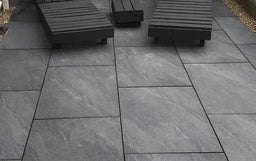 Crombie™ | Dark Grey Stone Effect Porcelain Paving Tiles (60x90x2cm)