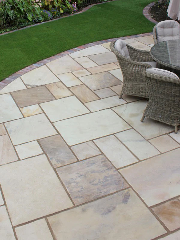 Fossil Mint Natural Indian Sandstone Patio Pack | 19.68sqm  OVAEDA® Composite Decking & Porcelain Paving   