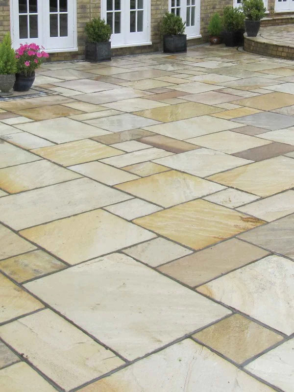 Fossil Mint Natural Indian Sandstone Patio Pack | 19.68sqm  OVAEDA® Composite Decking & Porcelain Paving   