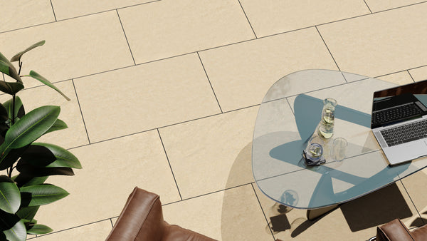 Huntley™ | Cream Stone Effect Porcelain Paving Tiles (60x90x2cm)  Paving Stock   