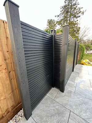 Composite Fencing Inline Post (1.94m length) | Black  Ecoscape UK   