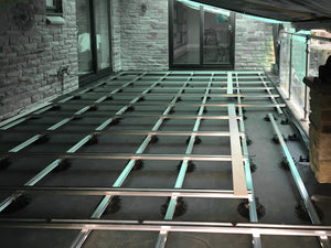 Tectonic® 25mm Aluminium Paving Subframe Rail, with 2mm rubber gasket (3.6m length)  OVAEDA® Composite Decking & Porcelain Paving   