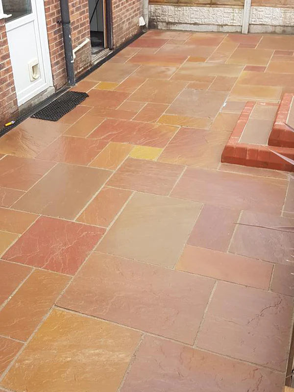 Modak Natural Indian Sandstone Patio Pack | 19.68sqm  OVAEDA® Composite Decking & Porcelain Paving   