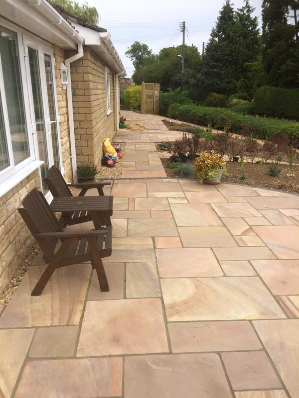 Rippon Buff Natural Indian Sandstone Patio Pack | 19.68sqm  OVAEDA® Composite Decking & Porcelain Paving   