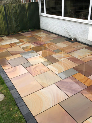 Rippon Buff Sawn and Honed Natural Indian Sandstone Patio Pack | 18.36sqm  OVAEDA® Composite Decking & Porcelain Paving   