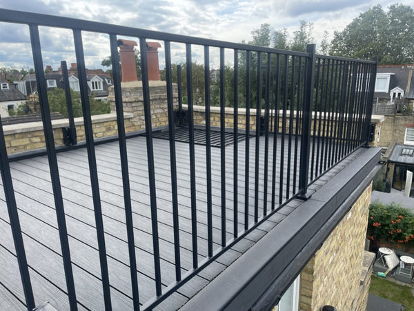 Traditional Balustrade Fixed Railing Panel 1016 x 2370mm | Black  FH Brundle   