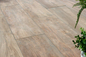 Alva™ | Dark Brown Wood Effect Porcelain Paving Tiles (30x120x2cm)  Tile Space   