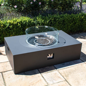 127x77cm Rectangular Fire Pit
(includes glass surround, and fire stones) | Charcoal  Maze   