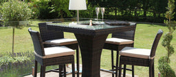 4 Seat Square Bar Set with Ice Bucket | Brown | Flat Weave