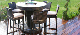6 Seat Round Bar Set with Ice Bucket | Brown | Flat Weave
