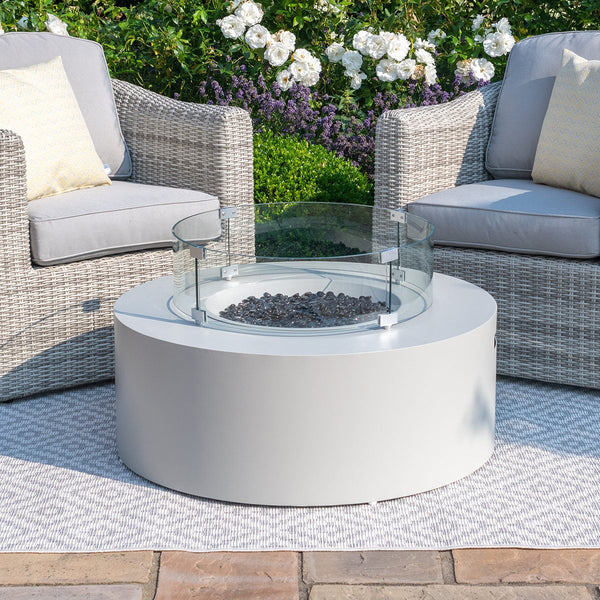90ø Round Gas Fire Pit
(includes glass surround, and fire stones) | Pebble White  Maze   
