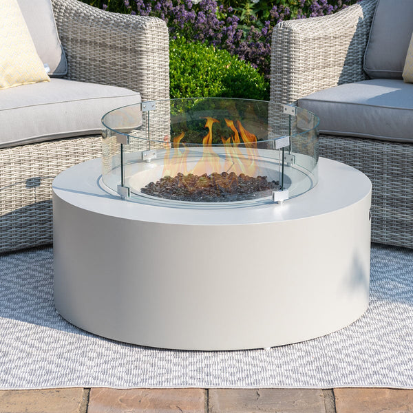 90ø Round Gas Fire Pit
(includes glass surround, and fire stones) | Pebble White  Maze   