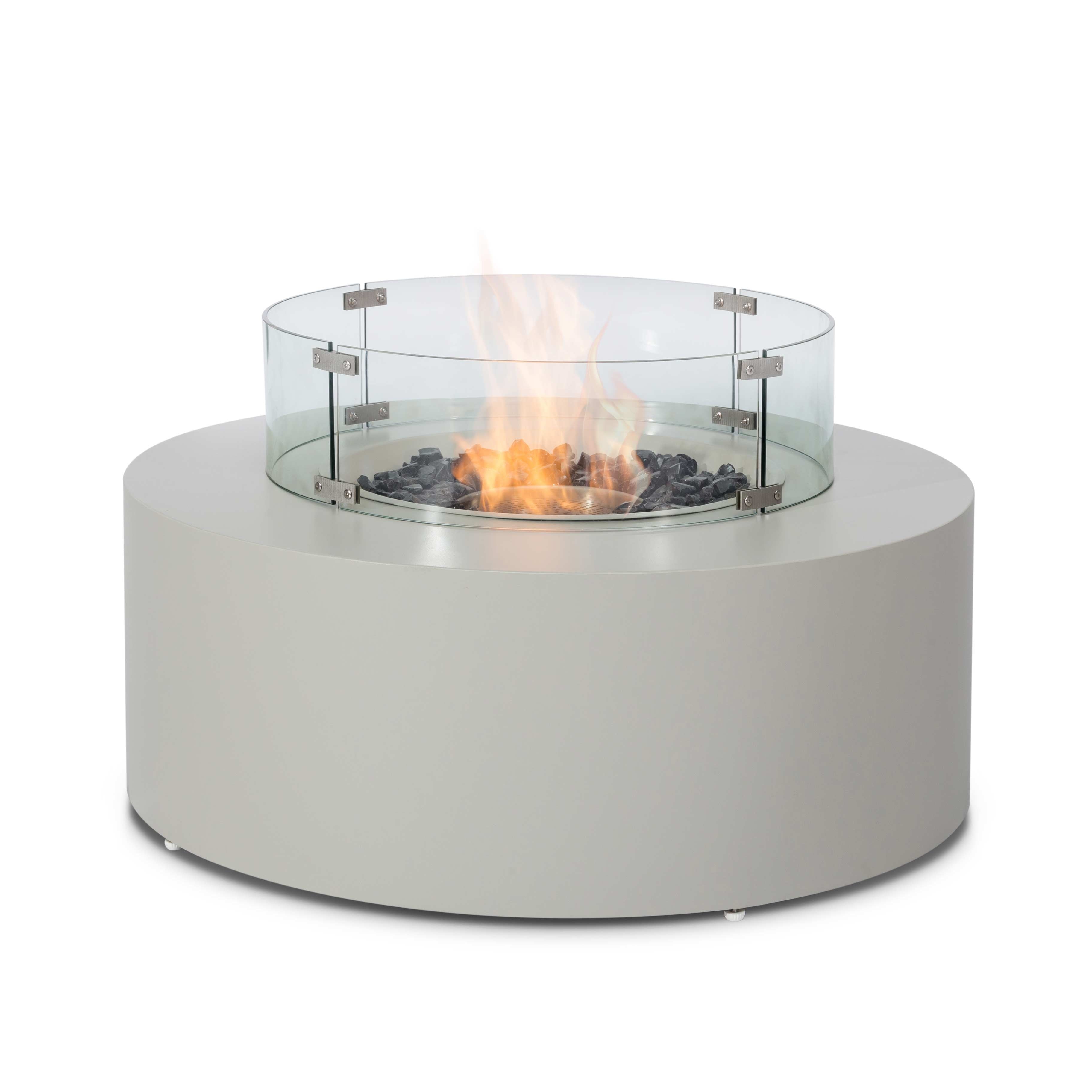 90ø Round Gas Fire Pit
(includes glass surround, and fire stones) | Pebble White