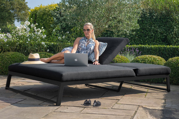 Allure Double Sunlounger | Charcoal  Maze   