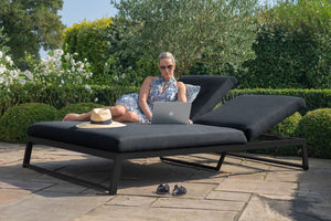 Allure Double Sunlounger | Charcoal  Maze   