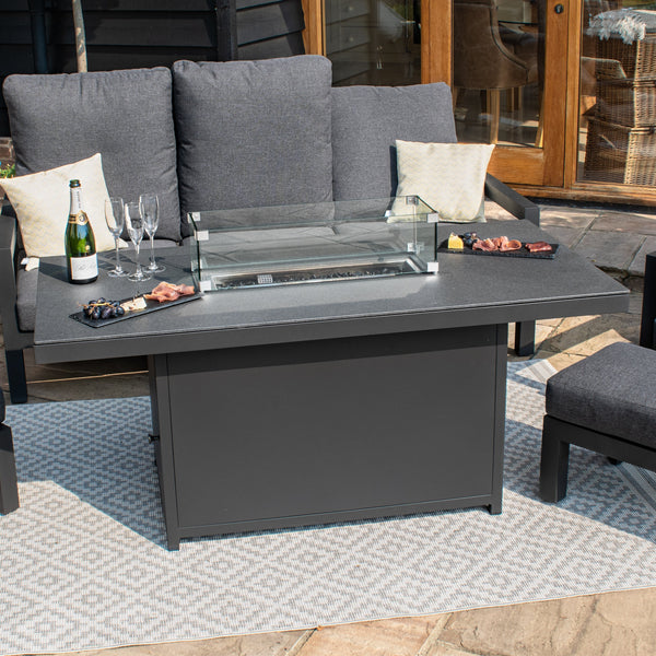 Aluminium Fire Pit Dining Table (with spray stone effect top) | Grey