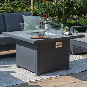 Amalfi 2 Seat Sofa Dining Set with Square Fire Pit Coffee Table
(includes x2 footstools) | Grey  Maze   