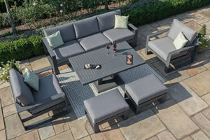 Amalfi 3 Seat Sofa Set With Rising Table 
(includes x2 footstools) | Grey  Maze   