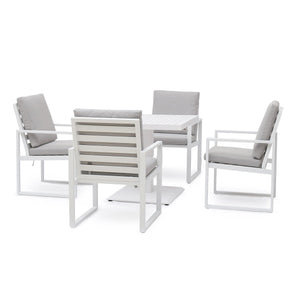 Amalfi 4 Seat Square Dining Set with Rising Table | White