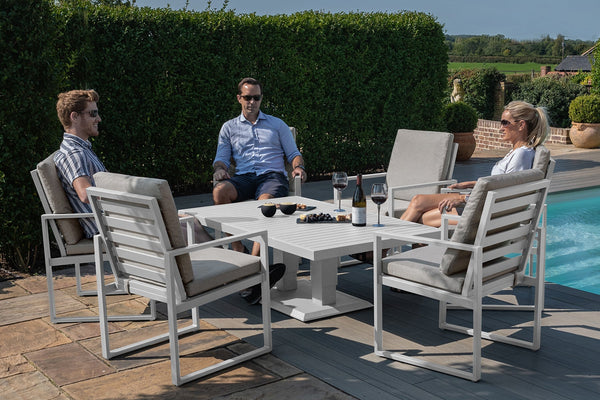 Amalfi 6 Seat Rectangular Dining Set with Rising Table | White  Maze   