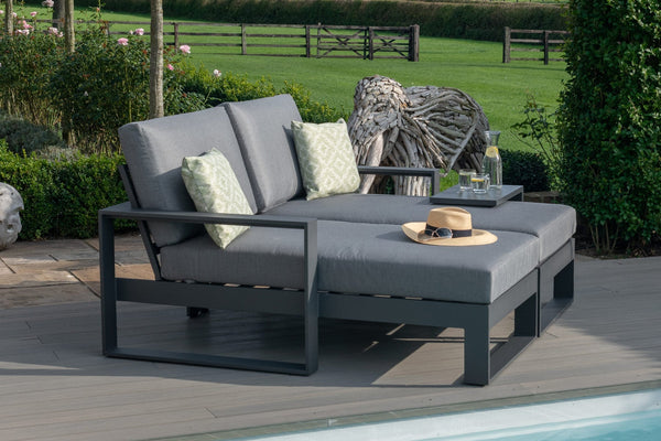 Amalfi Double Sunlounger Set with Side Table | Grey  Maze   