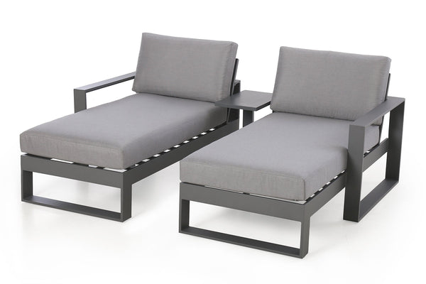 Amalfi Double Sunlounger Set with Side Table | Grey  Maze   
