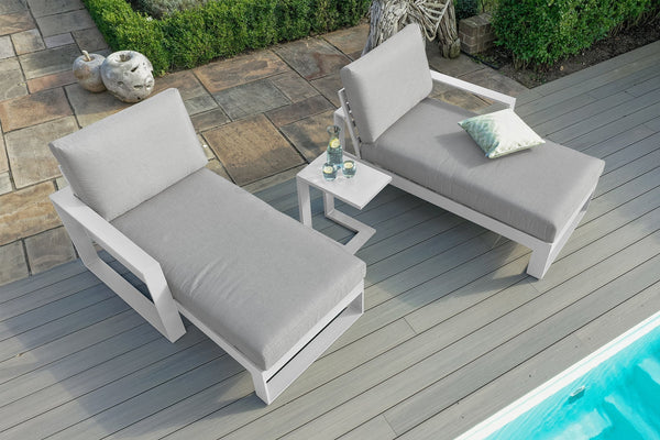 Amalfi Double Sunlounger Set with Side Table | White  Maze   