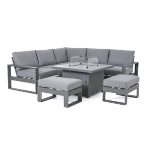 Amalfi Small Corner Dining with Square Fire Pit Coffee Table
(includes 2x footstools) | Grey  Maze   