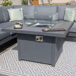 Amalfi Small Corner Dining with Square Fire Pit Coffee Table
(includes 2x footstools) | Grey