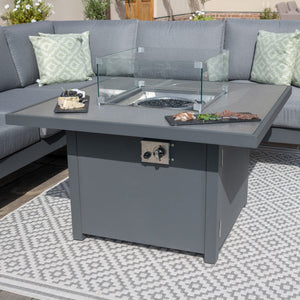 Amalfi Small Corner Dining with Square Fire Pit Coffee Table
(includes 2x footstools) | Grey  Maze   