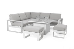 Amalfi Small Corner Dining with Square Fire Pit Coffee Table
(includes 2x footstools) | White