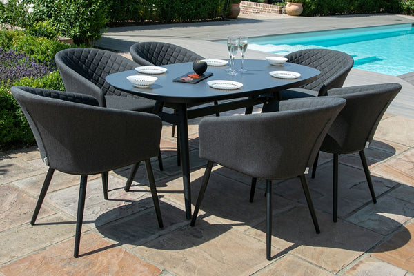 Ambition 6 Seat Oval Dining Set | Charcoal  Maze   