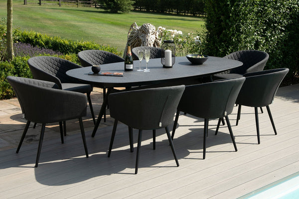 Ambition 8 Seat Oval Dining Set | Charcoal  Maze   