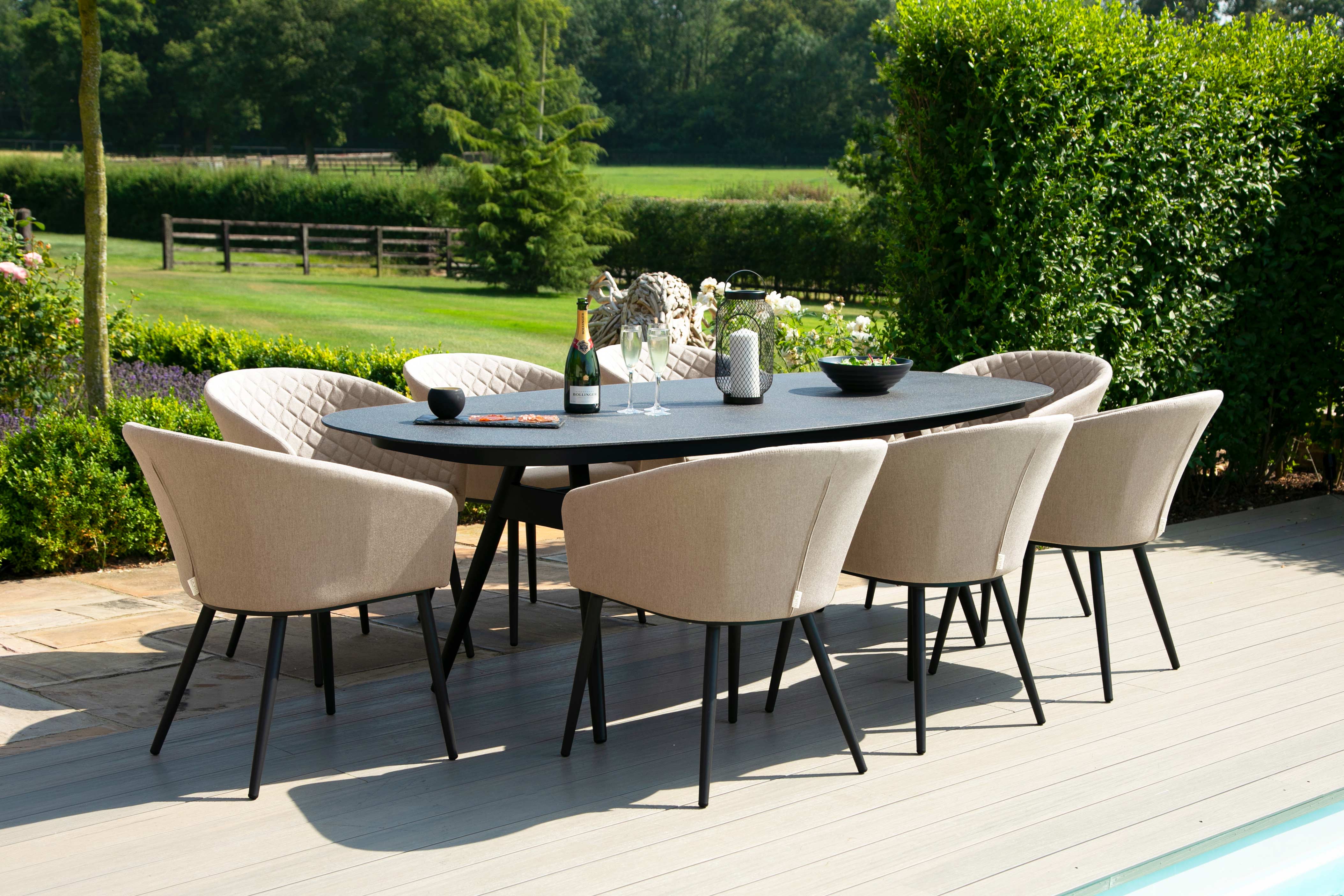 Ambition 8 Seat Oval Dining Set | Taupe