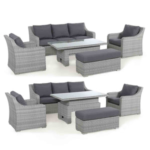 Ascot 3 Seat Sofa Dining Set with Rising Table | Grey