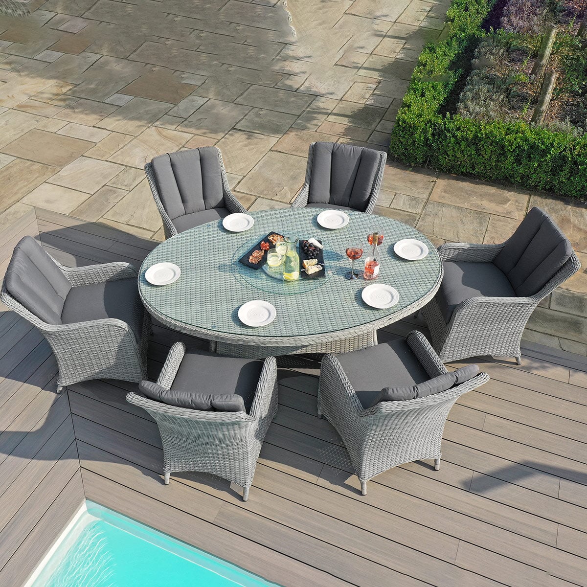 Ascot 6 Seat Oval Dining Set  | Grey
